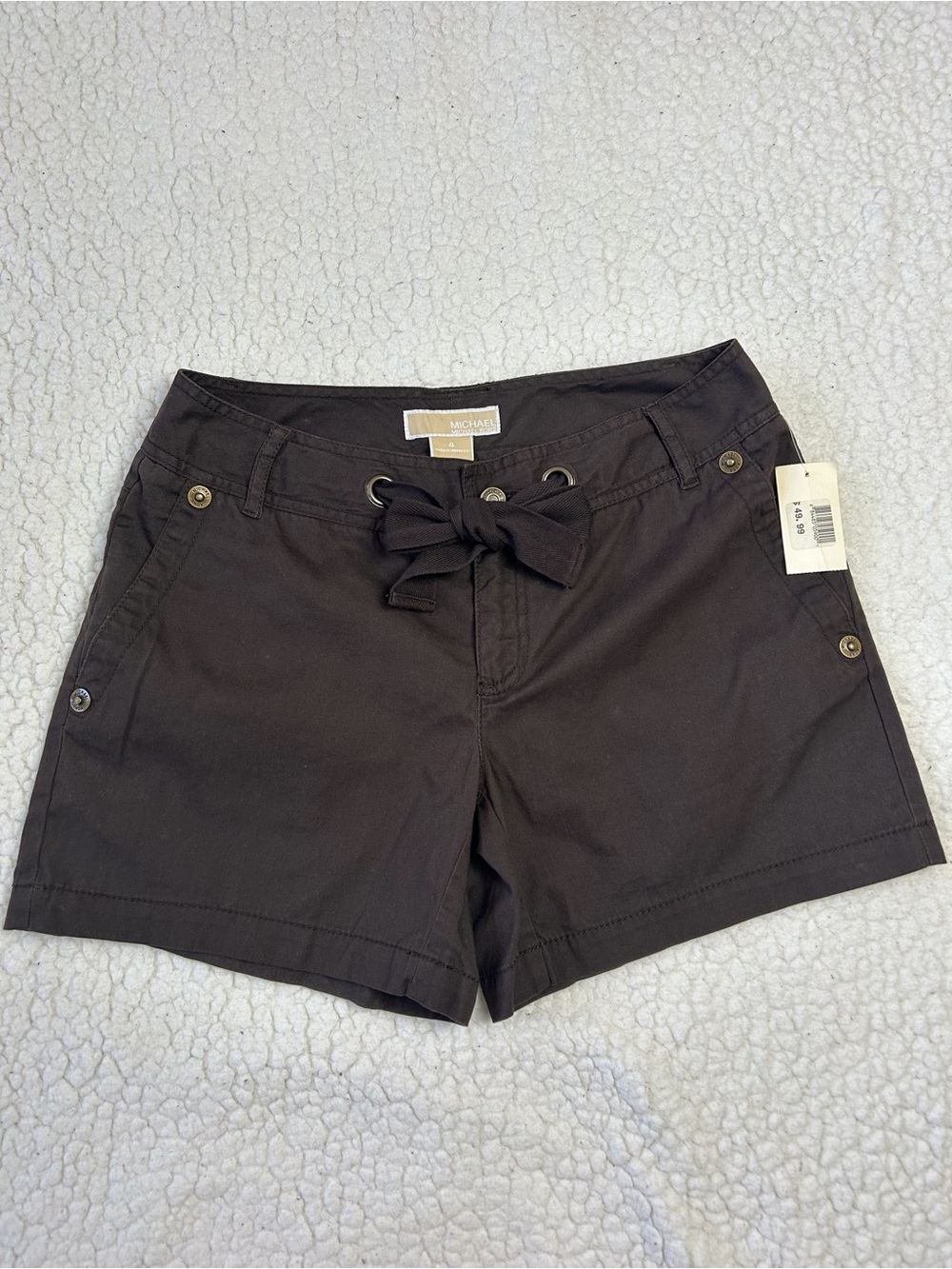 NEW Michael Michael Kors Shorts Women's 4 Brown Cotton Chino Walking Shorts